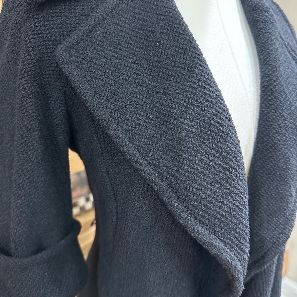 St John Black Textured Knit Open Cardigan Jacket Size 4 - Picture 2 of 12